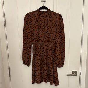 SHEIN Brown and Black Mock Neck Bishop Sleeve Sundress